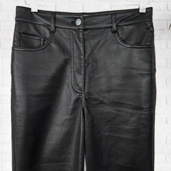Aritzia Wilfred Melina Black Faux Leather Pant Size 4 High Rise Straight Leg - Picture 7 of 10